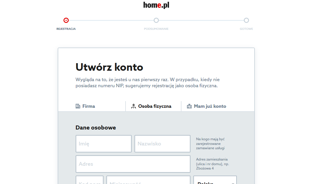 Transfer domeny - Formularz - Transferuj